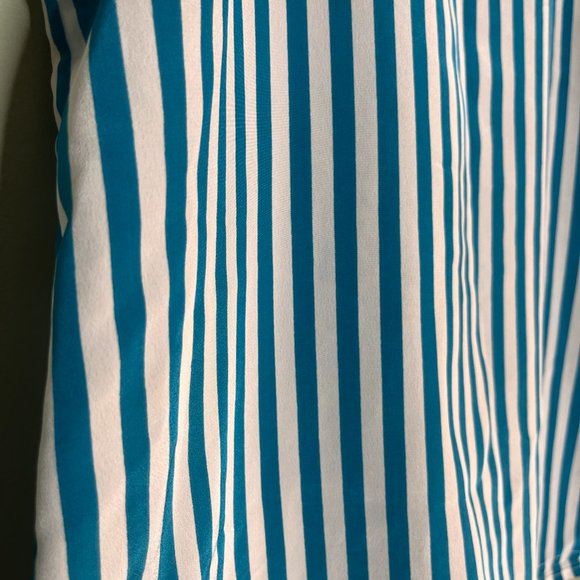 CIMONE Vintage Teal and White Stripe Blouse Loose fitting. Size Small - Picture 4 of 7